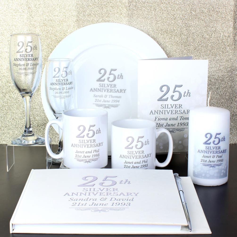 Personalised 25th Silver Anniversary Pillar Candle Extra Image 1